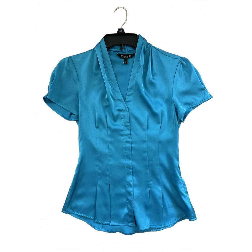 Express Women's Aqua Satin Blouse - Elegant & Stylish